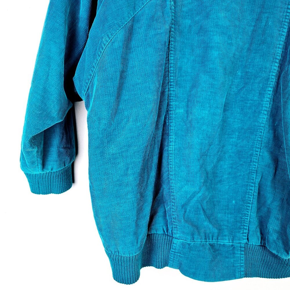 Vintage 80's Pacer Aqua Teal Corduroy Winter Jacket, Sz M - Picture 8 of 10